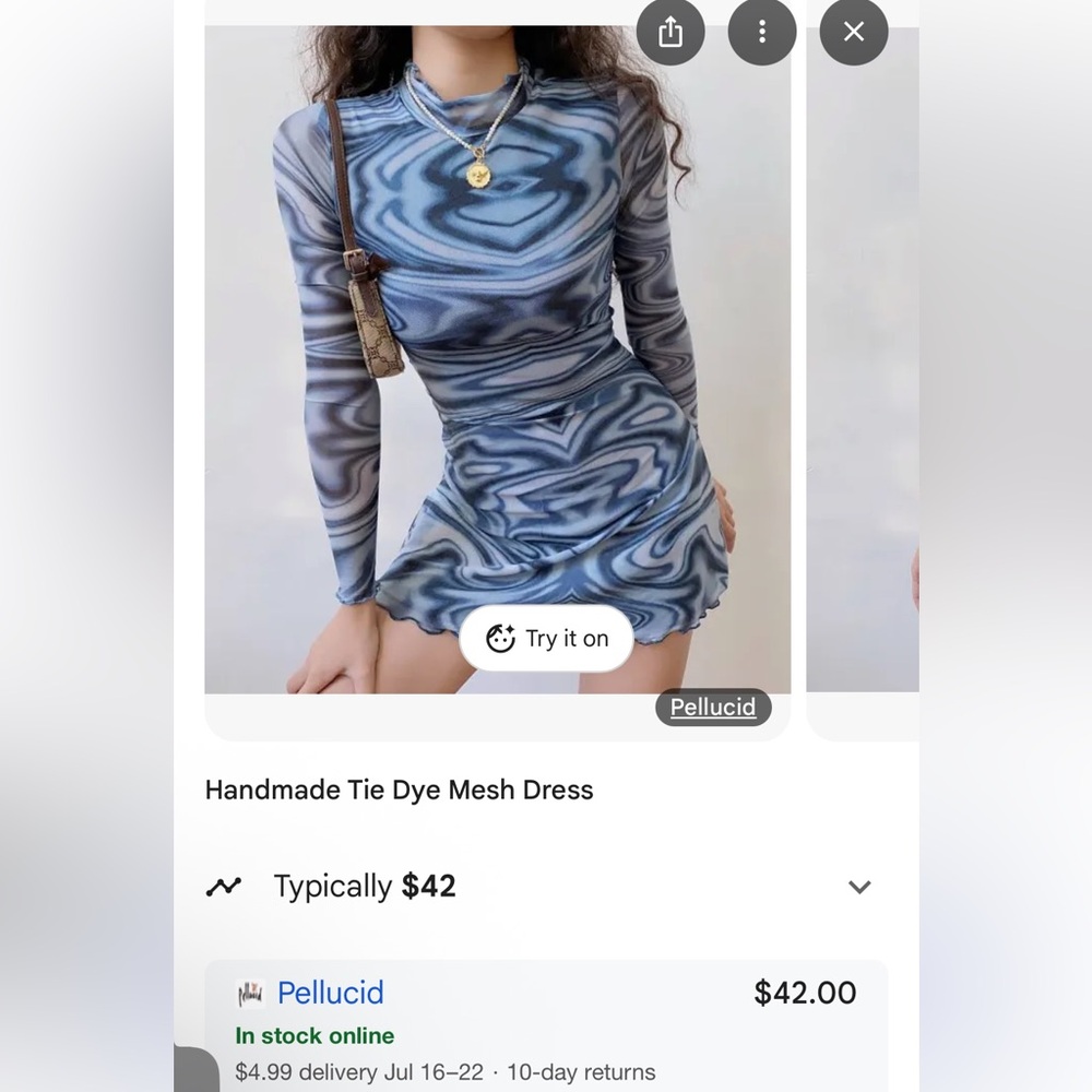 Tie-Dye Maxi Dress Sheer Mesh Swimsuit Coverup Size XL Stretchy Long Sleeves - Picture 12 of 13